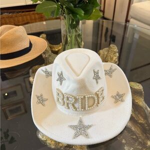 White Bride Cowboy Hat with Silver Stars